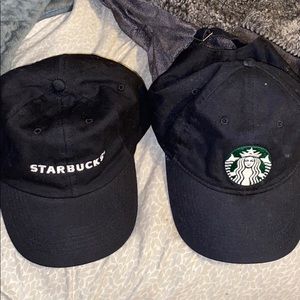 Two Starbucks hats